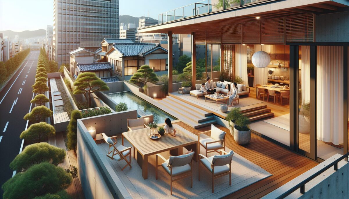 SCENE: 快適なテラスでくつろぐ家族の様子