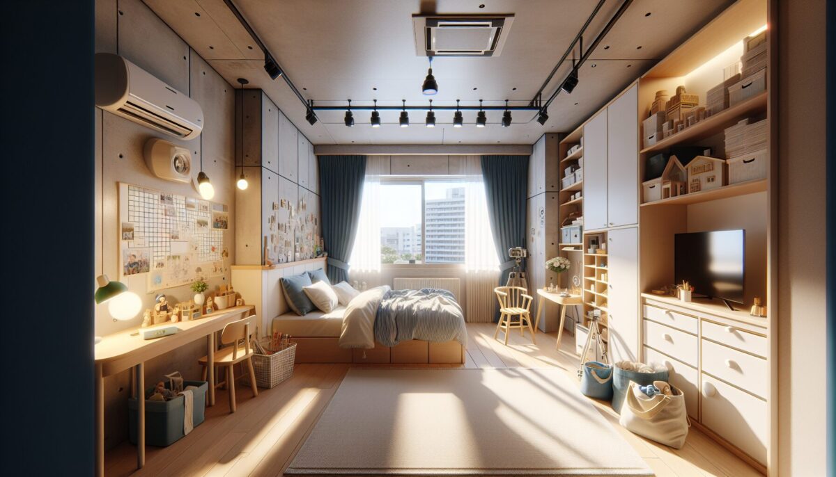 SCENE: 狭い子供部屋のレイアウト図と広々とした空間に見せる工夫