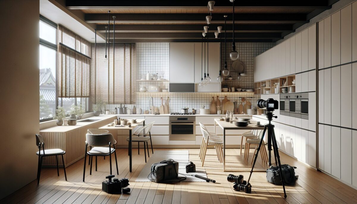 SCENE: 大阪のモダンなキッチンで料理する30代夫婦