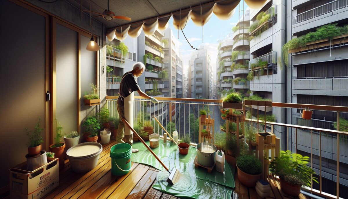 SCENE:ベランダの防水工事の様子