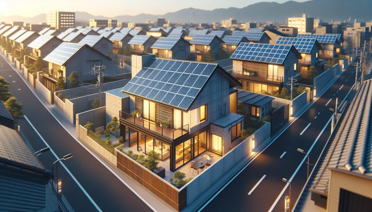 SCENE: 太陽光パネルが設置された住宅の全景